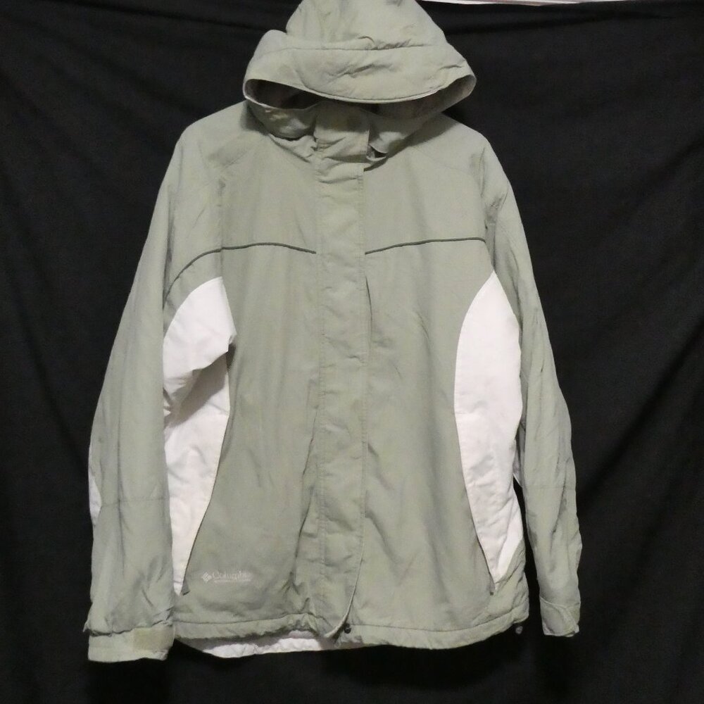 COLUMBIA SPORTSWEAR COMPANY | women's large | Green and White Hooded Jacket